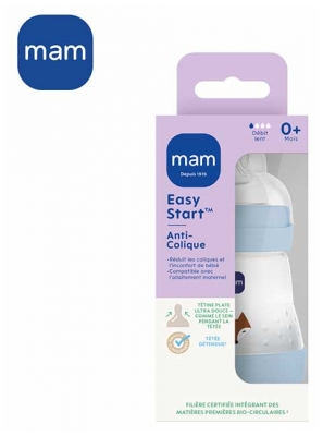 Mam Biberon Easy Start / Anti-Colique - 260 ml - Blanc - Tétine Débit 2