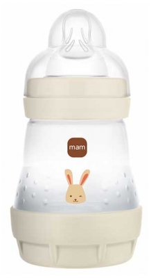 Mam Biberon Easy Start / Anti-Colique - 260 ml - Blanc - Tétine Débit 2 - Couleur : Beige Lapin