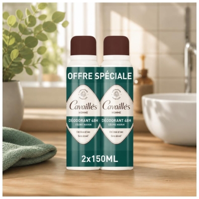 Cavaillès Homme Déodorant Cèdre Marin 48H 2 x 150 ml