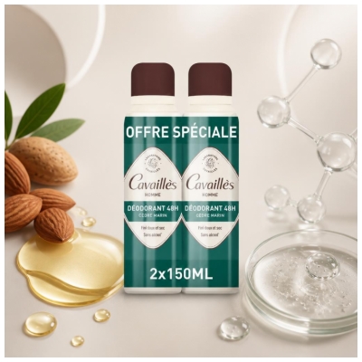 Cavaillès Homme Déodorant Cèdre Marin 48H 2 x 150 ml