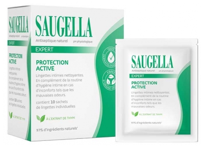 Saugella Expert Protection Active 15 Lingettes Intimes Nettoyantes Individuelles