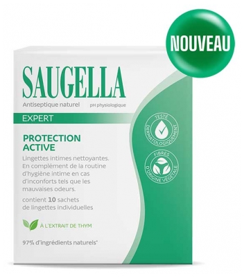 Saugella Expert Protection Active 15 Lingettes Intimes Nettoyantes Individuelles