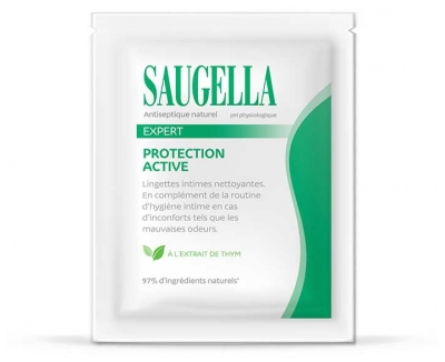 Saugella Expert Protection Active 15 Lingettes Intimes Nettoyantes Individuelles