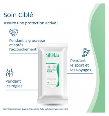 Saugella Expert Protection Active 15 Lingettes Intimes Nettoyantes