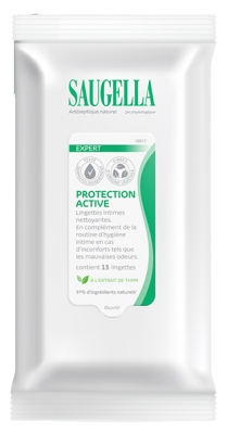 Saugella Expert Protection Active 15 Lingettes Intimes Nettoyantes