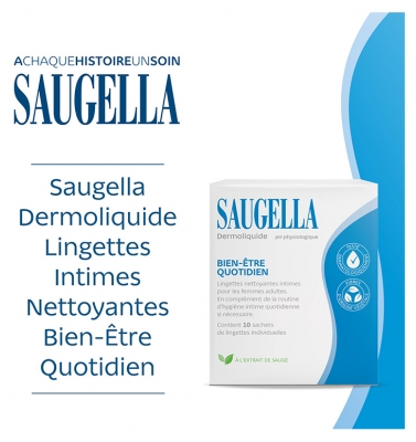Saugella Dermoliquide Lingettes Nettoyantes Intimes 10 Unités