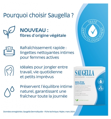 Saugella Dermoliquide Lingettes Nettoyantes Intimes 10 Unités