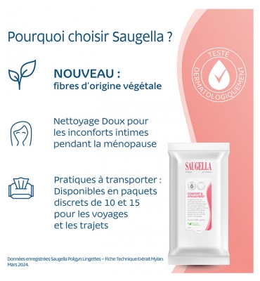 Saugella Poligyn Lingettes Nettoyantes Intimes 15 Unités