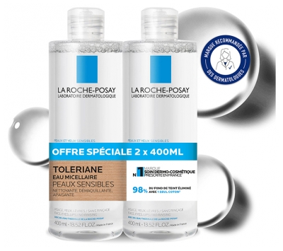 La Roche-Posay Tolériane Eau Micellaire Ultra Peaux Sensibles Lot de 2 x 400 ml