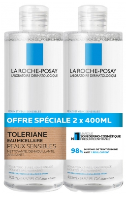 La Roche-Posay Tolériane Eau Micellaire Ultra Peaux Sensibles Lot de 2 x 400 ml