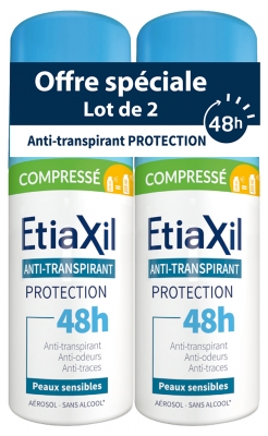 Etiaxil Anti-Transpirant Protection 48h Compressé Peaux Sensibles 2 x 100 ml