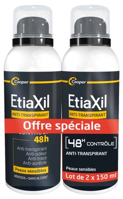 Etiaxil Déodorant Anti-Transpirant Contrôle 48 H Aérosol Lot 2 x 150 ML