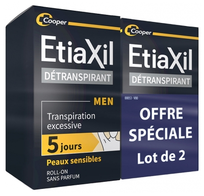 Etiaxil Men Détranspirant Aisselles Peaux Sensibles Lot 2 x 15 ML
