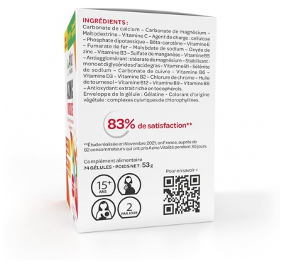 Arkopharma Azinc Azinc Vitalité Adulte 74 Gélules