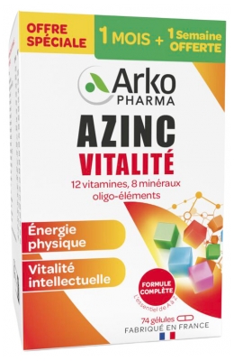 Arkopharma Azinc Azinc Vitalité Adulte 74 Gélules