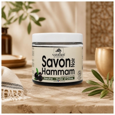 Naturado en Provence Savon Noir Hammam Huile d'Olive Bio 600 Grammes