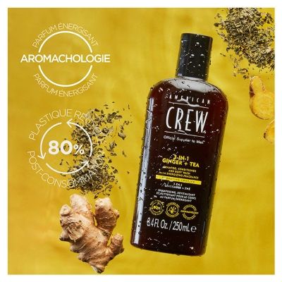 American Crew American Crew 3-en-1 Gingembrethé Shampooing Après Shampooing & Gel Douche Pour Cheveux et Corps (450Ml) Revitalisant et Hydratant.