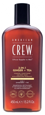 American Crew American Crew 3-en-1 Gingembrethé Shampooing Après Shampooing & Gel Douche Pour Cheveux et Corps (450Ml) Revitalisant et Hydratant.
