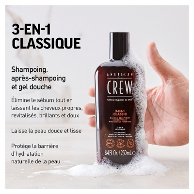 American Crew American Crew 3-en-1Format Voyage Shampooing Après Shampooing & Gel Douche Pour Cheveux et Corps (100Ml) Revitalisant Hydratant et Apaisant.