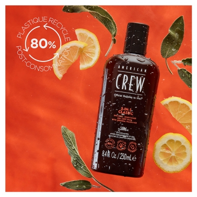 American Crew American Crew 3-en-1Format Voyage Shampooing Après Shampooing & Gel Douche Pour Cheveux et Corps (100Ml) Revitalisant Hydratant et Apaisant.