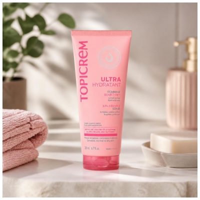 Topicrem Ultra Hydratant Gommage Doux 3en1 Peaux Sensibles Normales à Sèches 200 ml