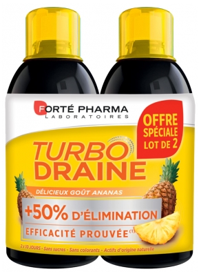 Forté Pharma TurboDraine - Lot de 2 Bouteilles de 500 ml - Goût : Ananas