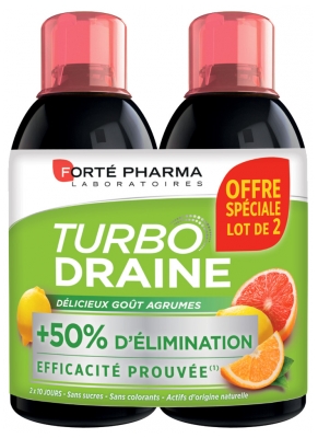 Forté Pharma TurboDraine - Lot de 2 Bouteilles de 500 ml - Goût : Agrumes