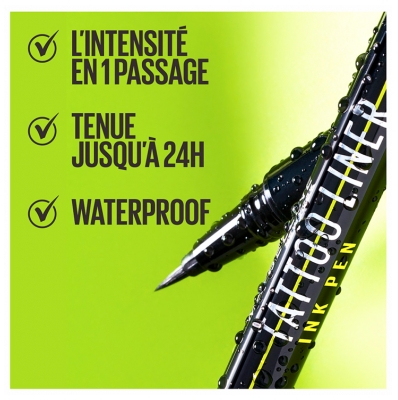 Maybelline New York Tattoo Liner Smokey Crayon Gel Automatique 1,3 g - Couleur : 880 Jet Black