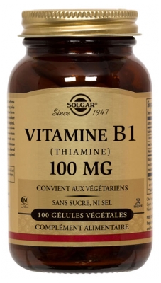 Solgar Vitamine B1 (Thiamine) 100 mg Gélules Végétales