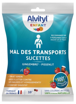 Alvityl Mal des Transports Confort Digestif 10 Sucettes