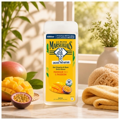 Le Petit Marseillais Gel Douche & Bain Extra Doux Passion & Mangue Bio 650 ml