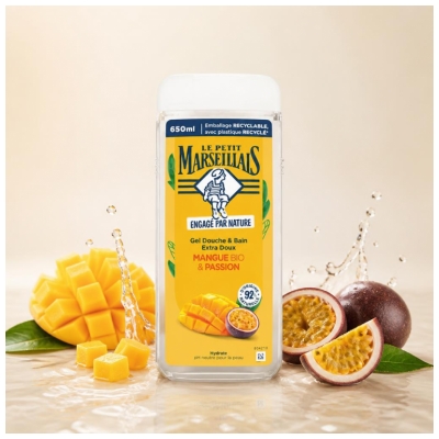 Le Petit Marseillais Gel Douche & Bain Extra Doux Passion & Mangue Bio 650 ml