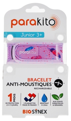Parakito Bracelet Anti-Moustiques Rechargeable Junior 3+ - Modèle : Plumes