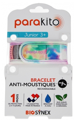 Parakito Bracelet Anti-Moustiques Rechargeable Junior 3+ - Modèle : Tie&Dye