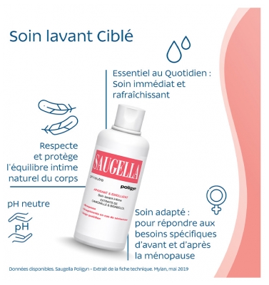 Saugella Poligyn 50+ Lavant Quotidien Hygiène Intime 3en1 Lot de 2 x 500 ml