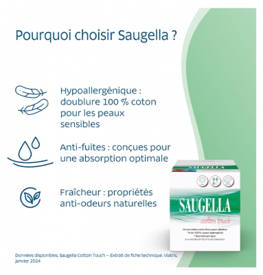 Saugella Cotton Touch Serviettes Jour X14