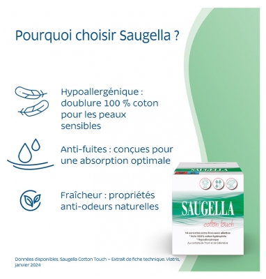 Saugella Cotton Touch 2 X 14 Serviettes Hygiéniques Jour