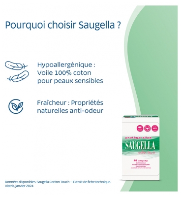 Saugella Cotton Touch 40 Protège-Slips Lot de 2 x 40 Unités