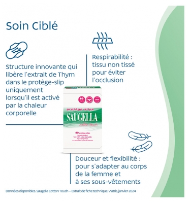 Saugella Cotton Touch 40 Protège-Slips Lot de 2 x 40 Unités