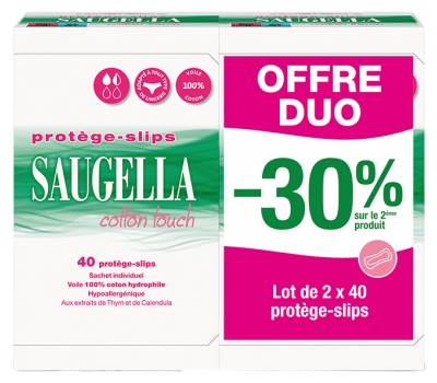 Saugella Cotton Touch 40 Protège-Slips Lot de 2 x 40 Unités