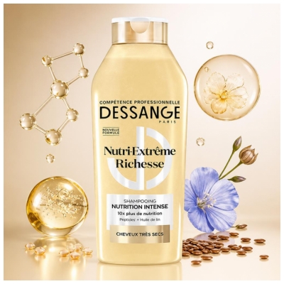 Dessange Nutri-Extrême Richesse Shampoing Nutrition Intense Cheveux Très Secs 280 ml