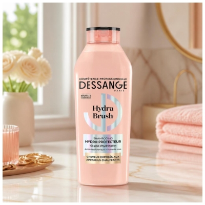 Dessange Hydra Brush Shampoing Hydra-Protecteur Cheveux Exposés aux Appareils Chauffants 280 ml