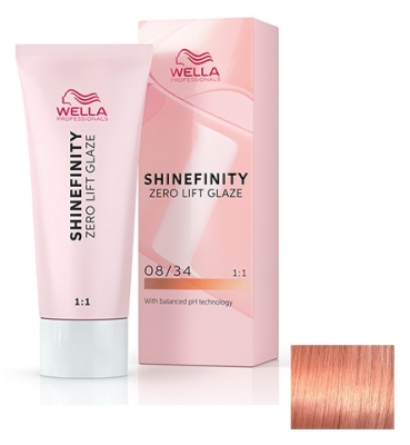 Wella Shinefinity Zero Lift Glaze Coloration 60 ml - Coloration : 08/34 Blond Clair Doré Cuivré