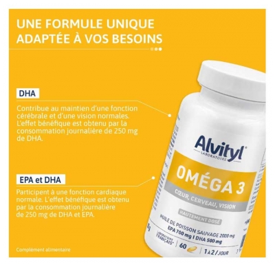 Alvityl Oméga 3 Hautement Dosé 60 Capsules