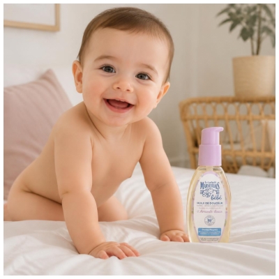 Le Petit Marseillais Bébé Huile de Douceur d'Amande Douce Massage Bain Corps Cheveux 118 ml