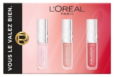 L'Oréal Paris Plump Ambition Hyaluronic Huile à Lèvres Repulpante Coffret Trio