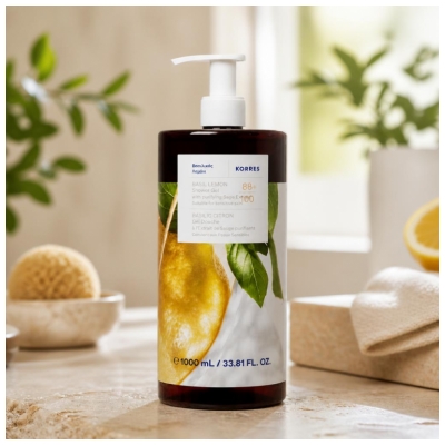 Korres Gel Douche Basilic Citron à l'Extrait de Sauge Purifiante 1 L