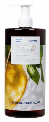 Korres Gel Douche Basilic Citron à l'Extrait de Sauge Purifiante 1 L