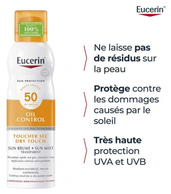 Eucerin Sun Protection Oil Control Brume Transparente Toucher Sec Spray SPF50 200 ml