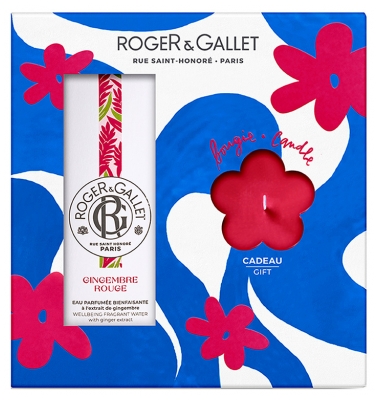 Roger & Gallet Coffret Eau Parfumée Bienfaisante Gingembre Rouge 100 ml et sa Bougie Parfumée